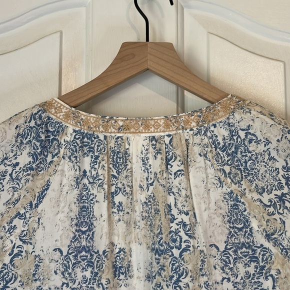 Savanna Jane | Floral Embroidered Boho Paisley Print Split Neck Blouse Small - Picture 6 of 11